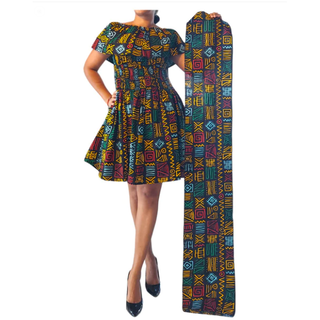 African Ankara Print Short Ruffled Midi Dress