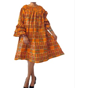 African Ankara Print Off Shoulder Midi Dress