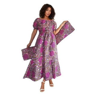 Ankara Puffed sleeve Maxi Dress