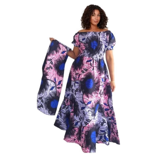 Ankara Puffed sleeve Maxi Dress