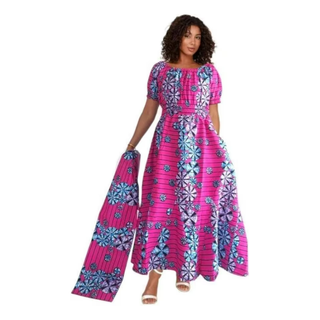 Ankara Puffed sleeve Maxi Dress