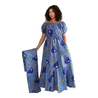 Ankara Puffed sleeve Maxi Dress