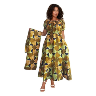 Ankara Puffed sleeve Maxi Dress