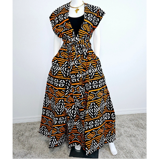 African Print Ankara Infinity Skirt with Pockets and Headwrap/Sash