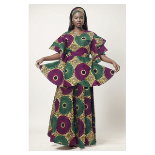 Ankara Style Maxi Skirt with Sash / Skirt Blouse Set