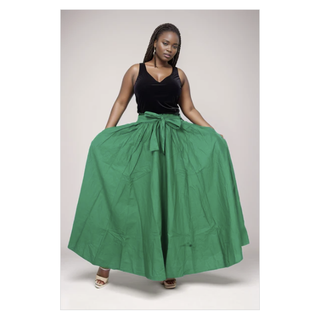 African Ankara Print Maxi Skirt with pockets and Headwrap Set