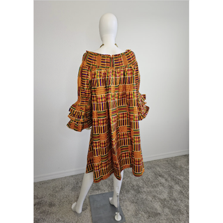 African Ankara Print Off Shoulder Midi Dress