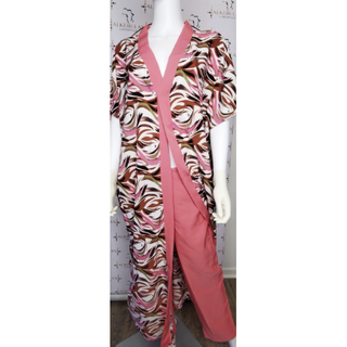 African Chiffon Kimono Kaftan Two Piece Pant Set - Made in Ghana