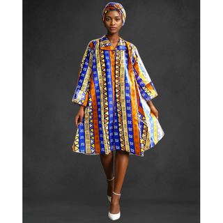 African Print Tunic Dress Coat