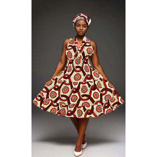 African Woman Tunic Midi Sundress