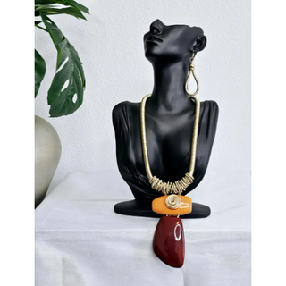 Brown Stone Necklace Set with Earrings