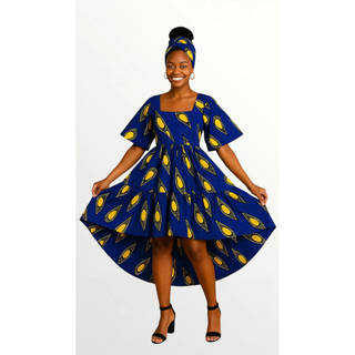 High Low Ankara Flounce Dress