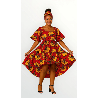 High Low Ankara Flounce Dress