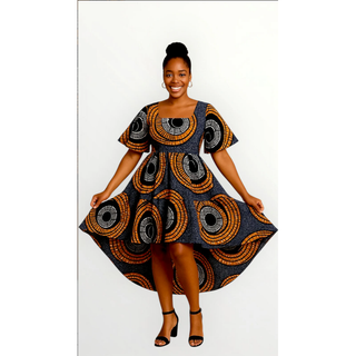 High Low Ankara Flounce Dress
