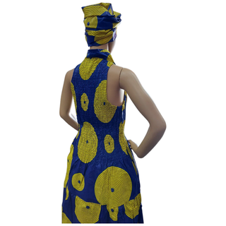 Women Long Smocked Maxi Sundress with Headwrap