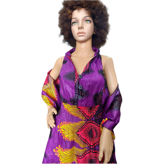 Women Long Smocked Maxi Sundress with Headwrap
