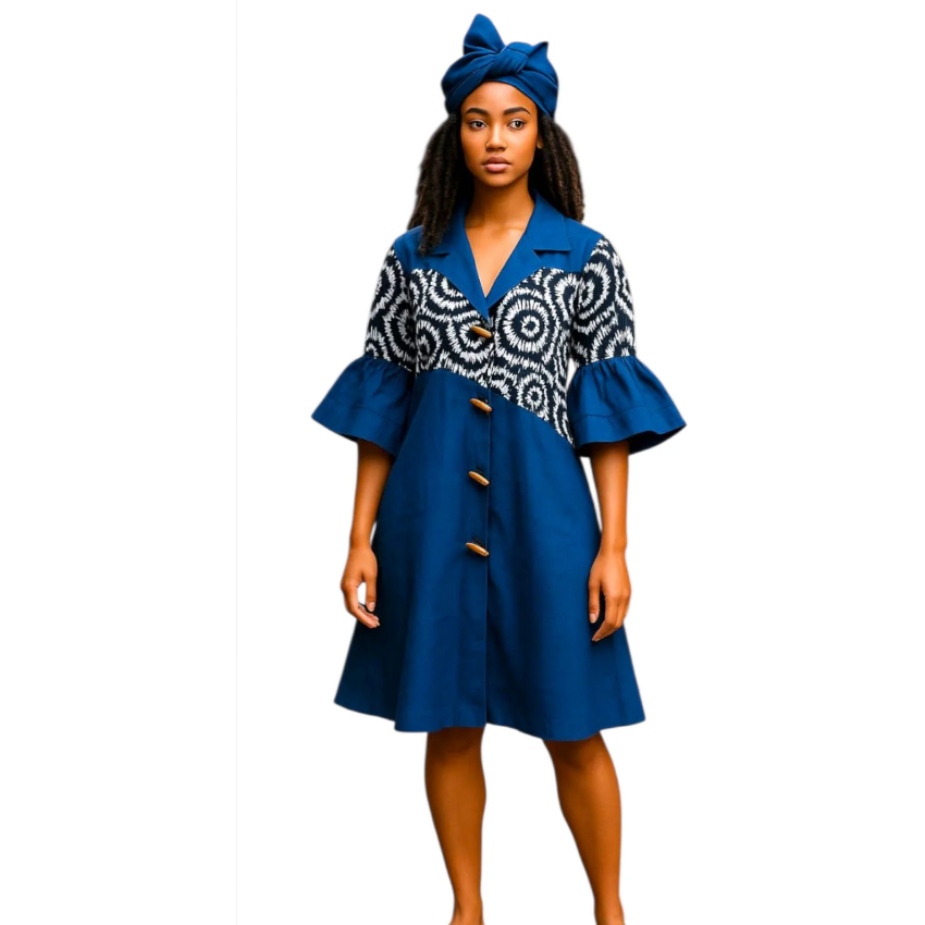 African Print Tunic Dress Ankara Flared Tunic Dress African Print Shirt Dress With Collar African Print Tunic Dress Ankara Flared Tunic Dress African Print Shirt Dress With Collar