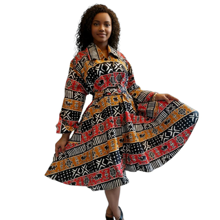 Tribal Print Tunic Midi Dress