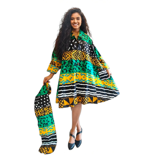 Tribal Print Tunic Midi Dress