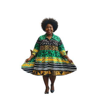 Tribal Print Tunic Midi Dress