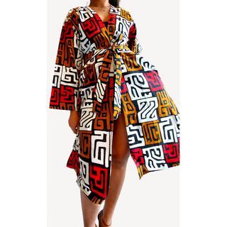 African Print Ankara Style Kimono red