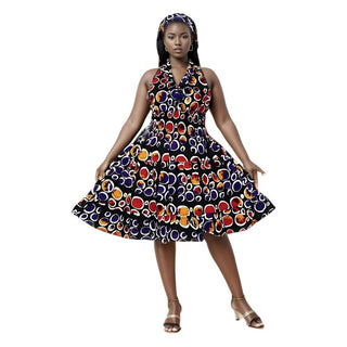 African Woman Long Tunic Midi Sundress