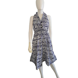 Ankara Print Smocked Midi Dress