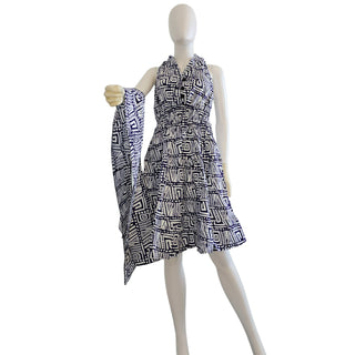 Ankara Print Smocked Midi Dress