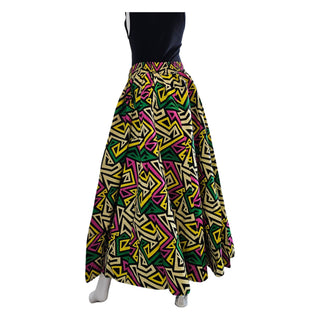 African Print Maxi Skirt with Pockets and Headwrap