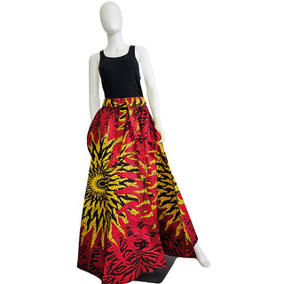African Print Maxi Skirt with Pockets and Headwrap