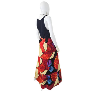 African Print Maxi Skirt with Pockets and Headwrap