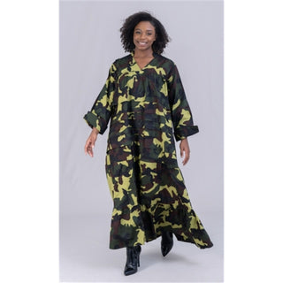 Camouflage Trench Maxi Dress