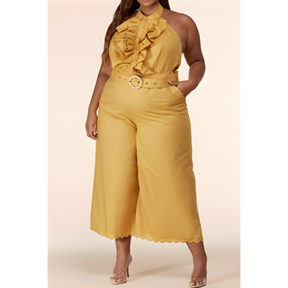 Ruffled Haltertop Jumpsuit Plus