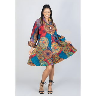 Long Dress Hi Lo Tunic Knee Length Dress / Trench Coat Dress / Blouse One Size Fits M - 2XL