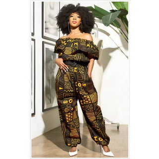African Print Ankara Style Pants Jumper Jumpsuit Romper - Fits One Size up to 2XL