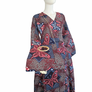 Ankara Wrap Maxi Dress with Pocketbook