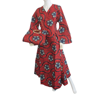 Ankara Wrapped Maxi Dress with Pocketbook