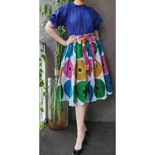 African Print Ankara Mid Length Midi Skirt