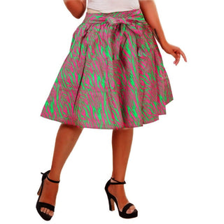 Midi Printed Flared Skirt One Size Fits S to 3 XL