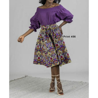 African Print Ankara Mid Length Midi Skirt