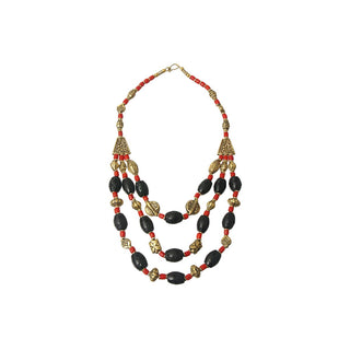 Black Bead Tribal Necklace
