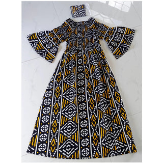 African Print Mother Dress / Girl Skirt Matching Set