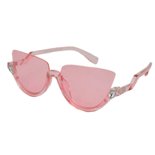 Half Frame Cat Eye Sunglasses Featuring Crystal Detail - Multiple Colors