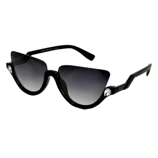 Half Frame Cat Eye Sunglasses Featuring Crystal Detail - Multiple Colors