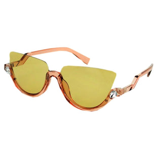 Half Frame Cat Eye Sunglasses Featuring Crystal Detail - Multiple Colors