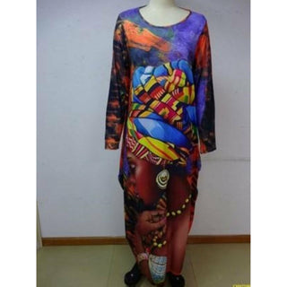 African Woman Long Sleeve Bubble Dress
