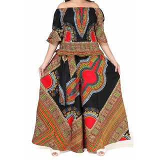 African Print Dashiki Smock Waist Blouse / 2 pc Palazzo Pant Set