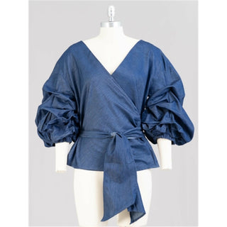 Denim Hi Low Top with Harem Pants separates