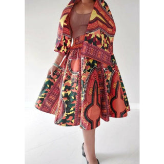 African Dashiki Midi Skirt  - Free size- STRETCH FITS M TO 3XL