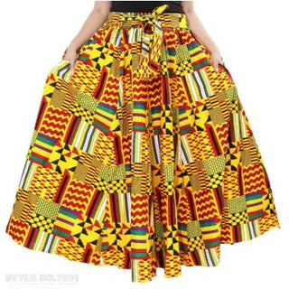 Ethnic African Print Maxi Skirt Free size- STRETCH FITS M TO 2XL